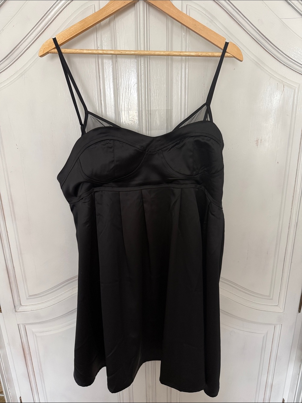 Lucky Brand Black Satin Babydoll Mini Dress Size XL Party Goth Corset Style